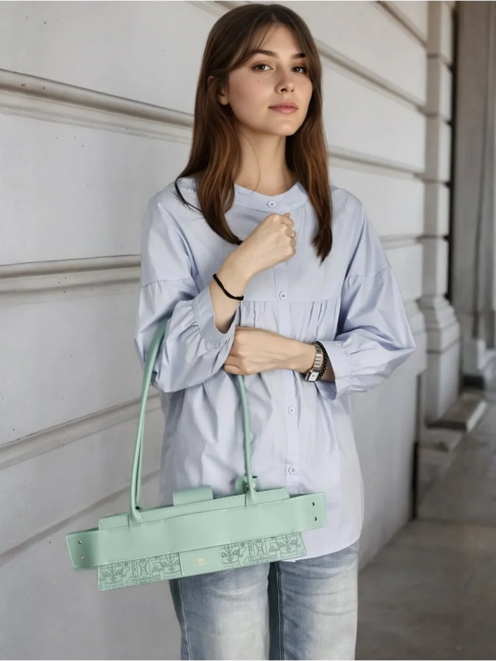 3. NEW Mint Green Leather Tote Bag - Picture 3 of 10